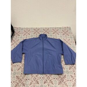 Koret Francisca Vintage Blue Windbreaker Jacket Mock Neck Zip Up Mens Medium